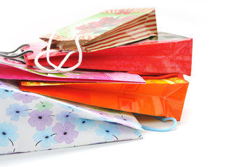 Colorful paper shopping bags isolated