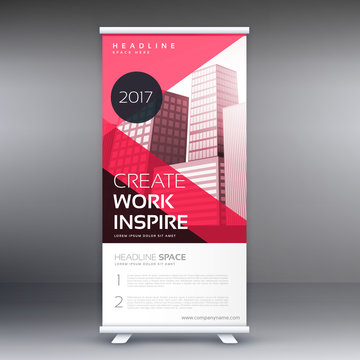 pink roll up banner flye standee design for your business presentation