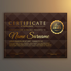 vip certificate design in golden color with diamond shape background