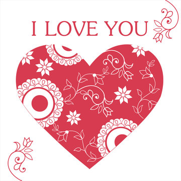 Postcard with heart I love you. Suitable for congratulations on Valentine's Day, Happy Birthday, on Mother's Day