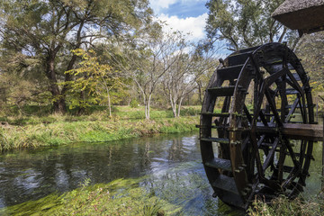 大王わさび農場犀川の水車