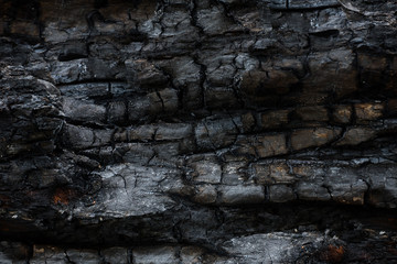 Details on the surface of charcoal.