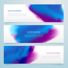 blue and purple watercolor header banners