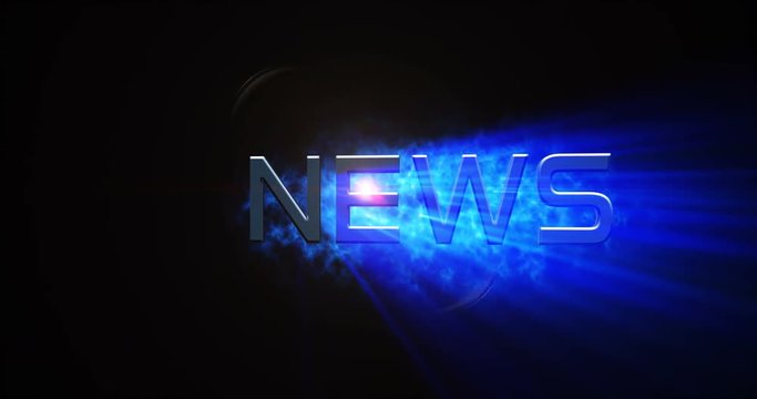 Blue news title sequence animation with volume light effect
