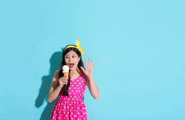 young beautiful woman wearing cute dress clothing