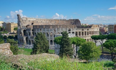 View of the Roman Forum and Coliseum on a Clear Autumn Day