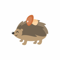 The image of cute little hedgehog in cartoon style. Vector children’s illustration. 