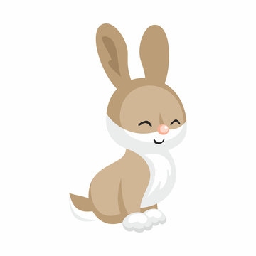 The image of cute little rabbit in cartoon style. Vector children’s illustration. 