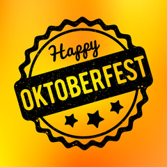 Oktoberfest rubber stamp black on a yellow bokeh background.