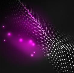 3D illuminated wave of glowing particles