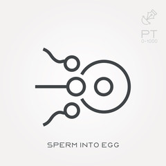 Line icon sperm into egg