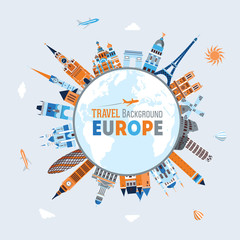 Europe skyline detailed silhouette. Vector illustration - stock vector - obrazy, fototapety, plakaty