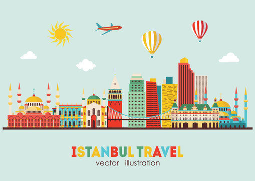 Istanbul skyline detailed silhouette. Vector illustration - stock vector