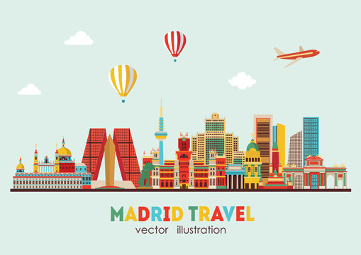 Madrid skyline. vector illustration - stock vector