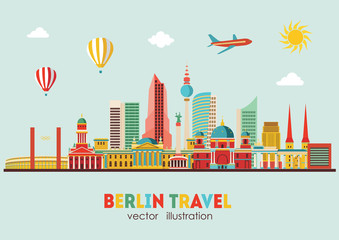 Berlin skyline. Vector illustration - stock vector - obrazy, fototapety, plakaty