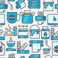 Digital printing seamless pattern with thin line icons. Vector illustration for web page, banner, print media.
