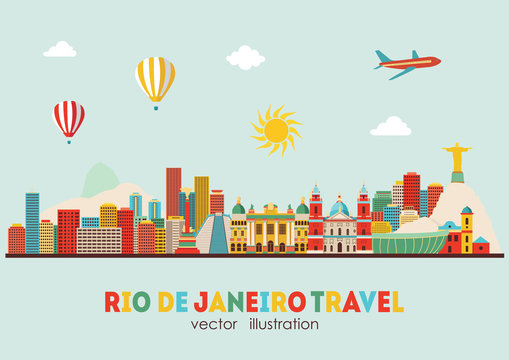 Rio De Janeiro detailed skyline. vector illustration - stock vector
