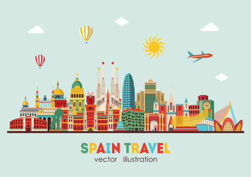 Spain detailed skyline. vector illustration - stock vector