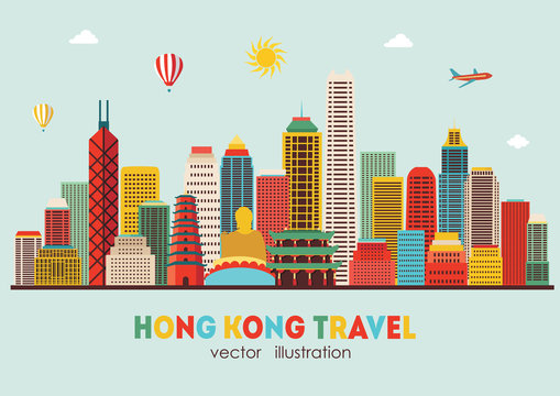Hong Kong detailed silhouette. Vector illustration - stock vector