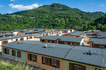 Prefabricated houses built after the earthquake that struck the town of Arquata del Tronto on...