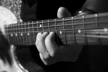 Fototapeta na wymiar Guitar fret black and white