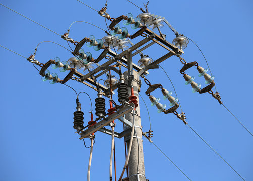 isolator and switches of a high voltage electric line on a concr