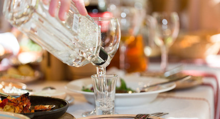 Feast in a restaurant closeup