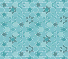 seamless pattern Moroccan in blue theme, star and hexagon