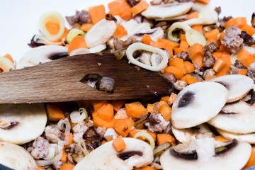 Roasted vegetables on cooking pan