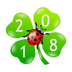Kleeblatt Marienkäfer Silvester 2018 Symbol isoliert