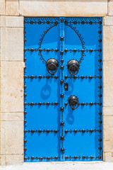 Streets of the blue-white-blue city Sidi Bou Said in Tunisia