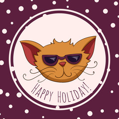 Cartoon cat holiday vector card