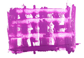 Purple grunge brush strokes oil paint isolated on white background