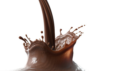 Pouring Chocolate splash on white background