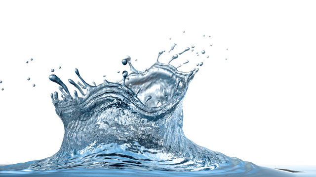 Water crown with drops and ripples