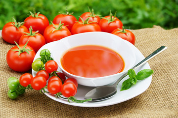 Tomato soup, Tomatensuppe, Tomaten, frisch, Textraum, copy space