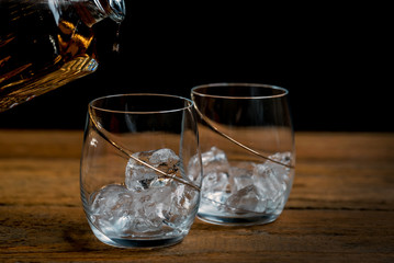  Pouring whiskey into a glass