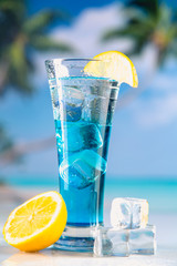 Blue drink, cold, fresh and tasty
