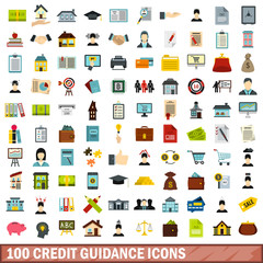 Fototapeta premium 100 credit guidance icons set, flat style