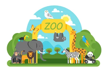 Foto op Plexiglas animals standing at the zoo entrance. © thruer