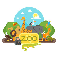 animals standing at the zoo entrance.