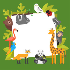 Obraz na płótnie Canvas zoo animals. Template for banner