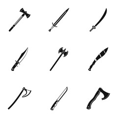 Cold steel arms icon set, simple style