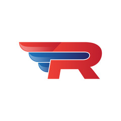 fast initial letter R logo vector wing