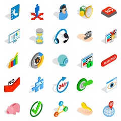 Business payment icons set, isometric style