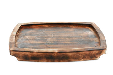 Wooden board on white background