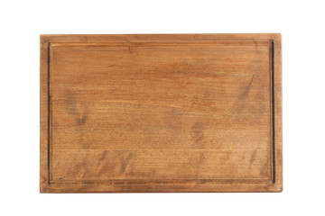 Wooden board on white background