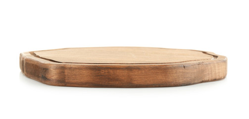 Wooden board on white background