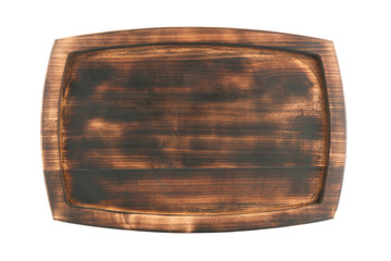 Wooden board on white background