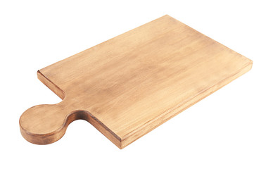 Wooden board on white background
